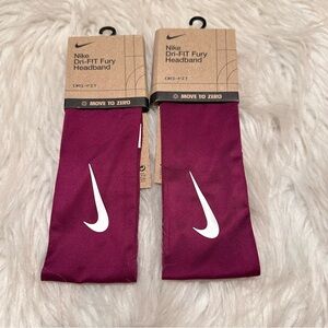Nike Dri-FIT Fury Headband in Burgundy